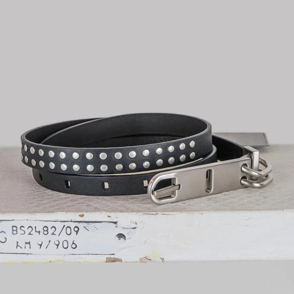 NWOT - Rick Owens Steel Studded Taupe Tougue Belt SOLD OUT